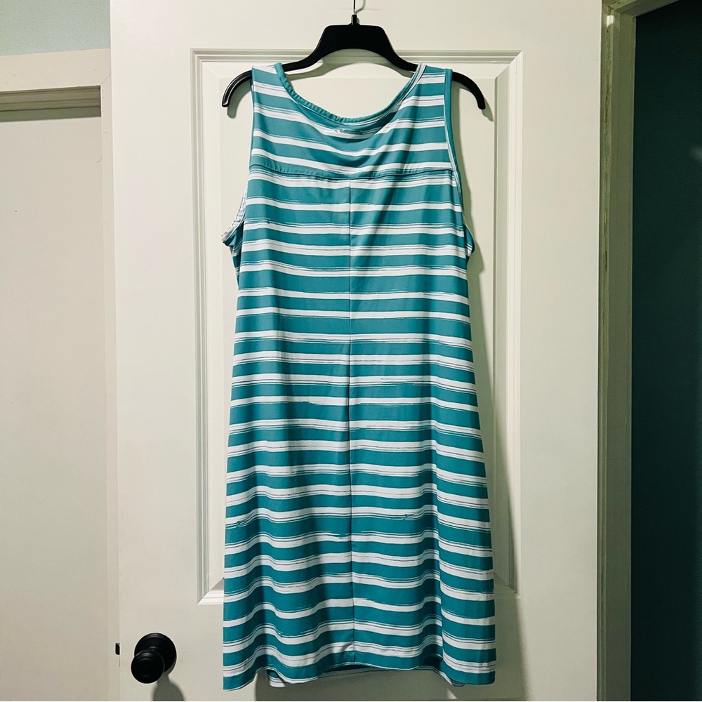 Columbia Women’s Chill River Printed Dress Teal White Stripes Size XXL Pockets - Picture 6 of 8
